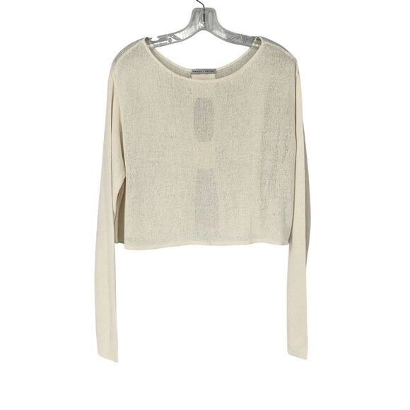 Sarah Pacino Translucent Open Back Sweater Cropped Boxy Designer Made In Italy - Picture 12 of 13